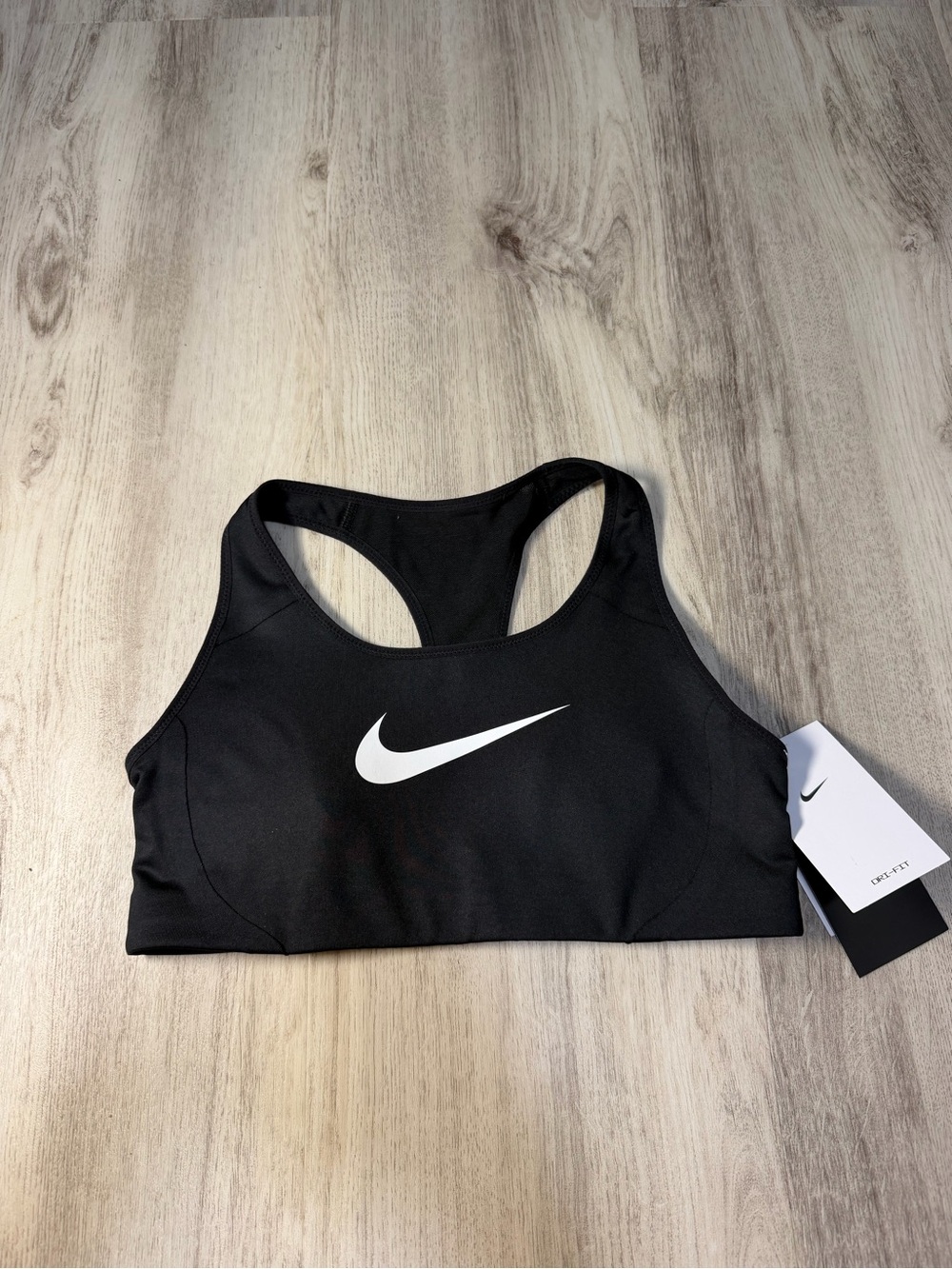Nike Black Sports Bra with White Swoosh Logo